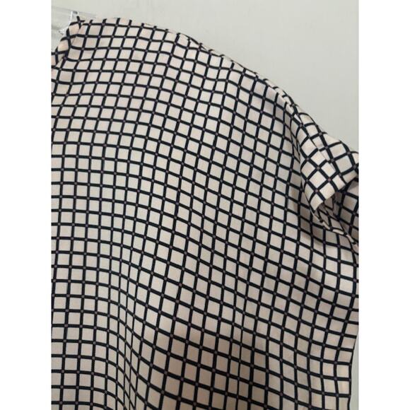 Kate Spade Blouse Short Sleeve Silk Blend Top Size 10 Checkered Back Button - Picture 6 of 6
